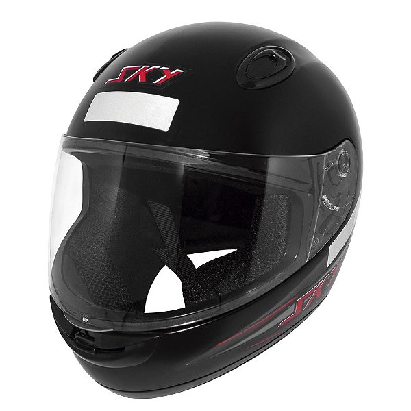 Capacete Sky Nimbus Preto Fosco C/ Adesivo Vermelho 58 [F083]