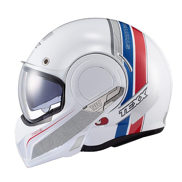 Capacete Texx Esc Stratos  180 Journey Branco Azul Verm 60 [F083]