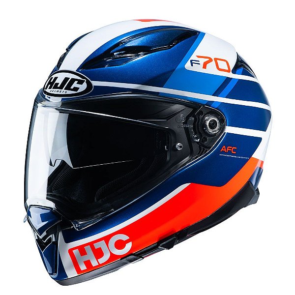 Capacete Hjc F70 Tino Azul Branco E Laranja 56 [F016]