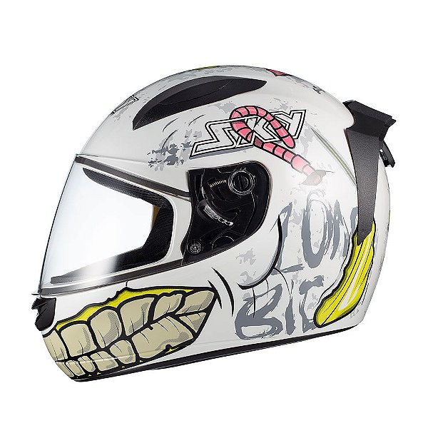 Capacete Sky Two Zombie Branco Brilho Transf Verde 56 [F016]