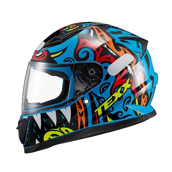 Capacete Texx Fechado Hawk Hunger Azul 56 [F016]