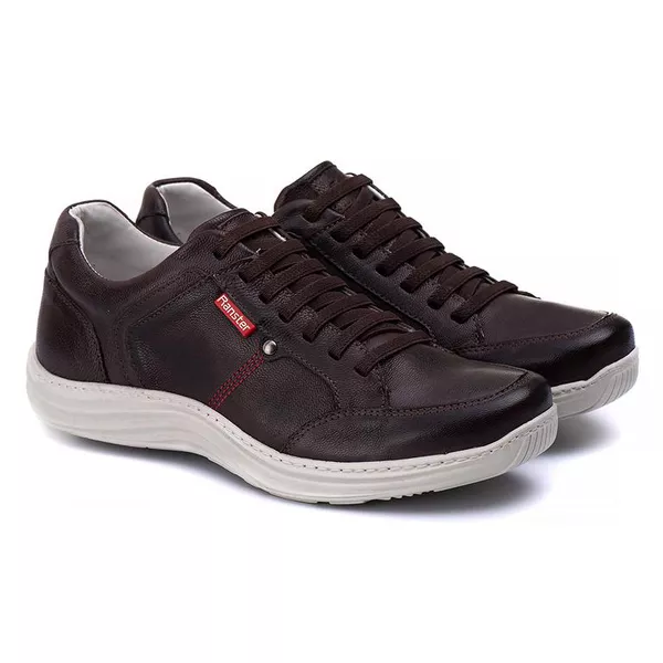 Sapatênis Casual Conforto Couro Marrom [F008]
