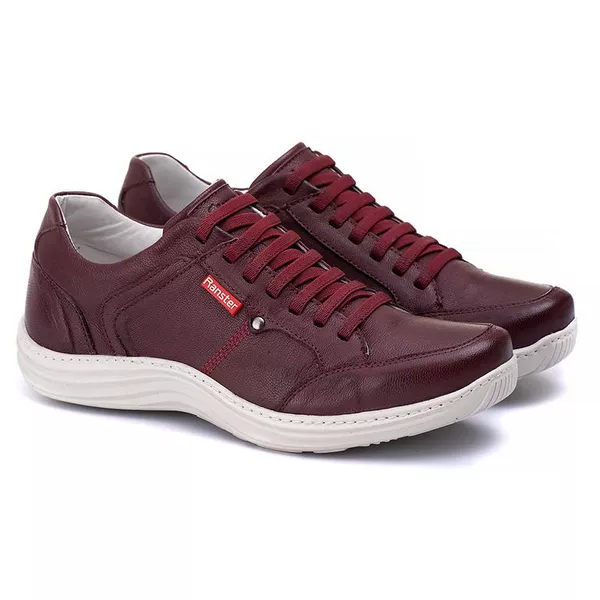 Sapatênis Casual Conforto Couro Vermelho [F008]