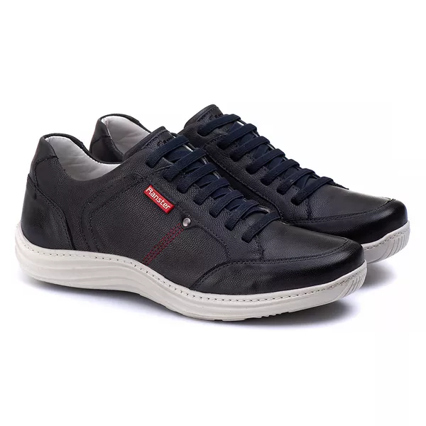 Sapatênis Casual Conforto Couro Azul [F008]