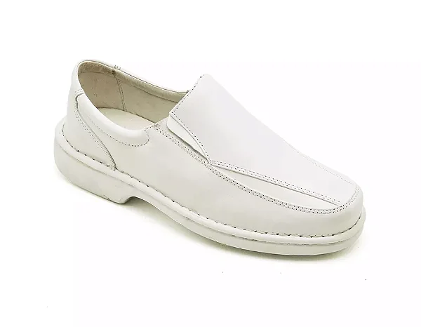 Sapato Conforto Couro Masculino Branco [F008]