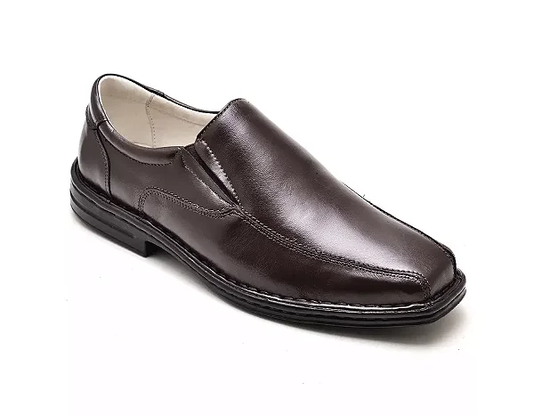 Sapato Conforto Couro Masculino Marrom [F008]