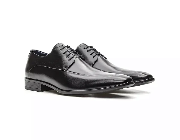 Sapato Masculino Derby Italiano Couro Preto [F008]