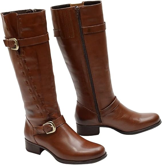 Bota Montaria Feminina Cano Longo Couro Comfort Brandy [F008]
