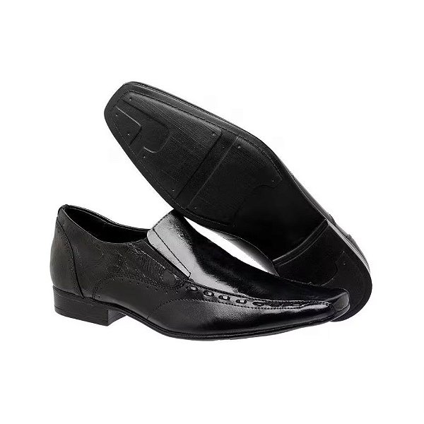 Sapato Social Youth Couro Itália/úmbria - Preto