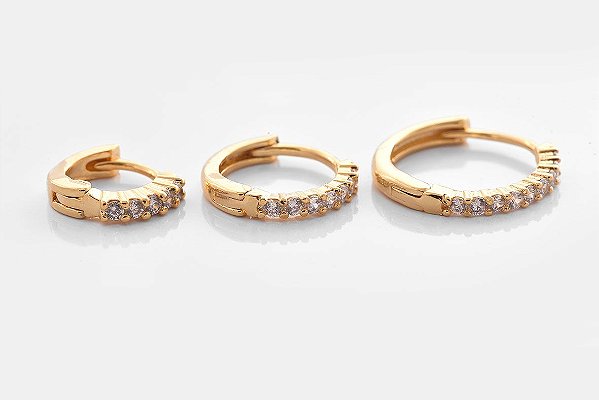 Brinco Trio De Argolinha Fino Folheado Em Ouro 18k [F027]