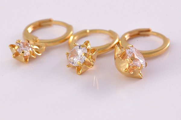 Trio Argolinha Estrelinha De Zircônia Folheado Em Ouro 18k [F027]