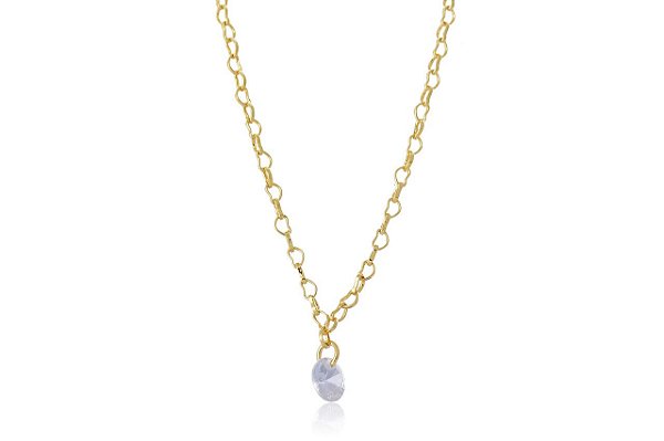 Tornozeleira Com Pingente De Ponto De Luz Folheado Em Ouro 18k [F027]