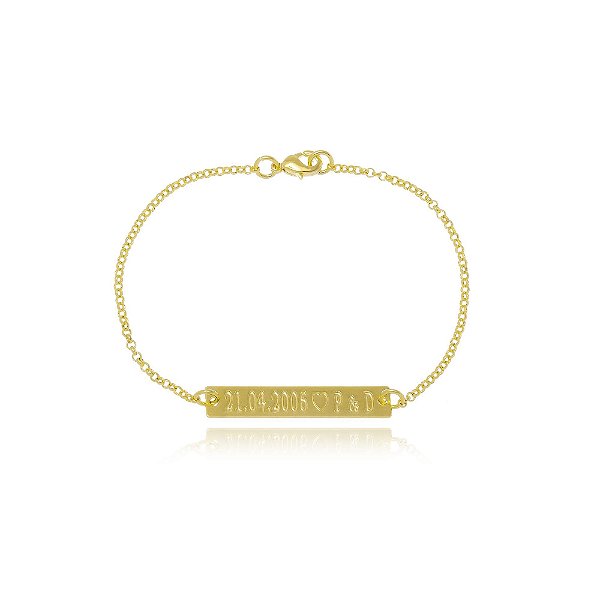 Pulseira Chapada Personalizada Com Data  Iniciais Folheada Em Ouro 18k [F027]