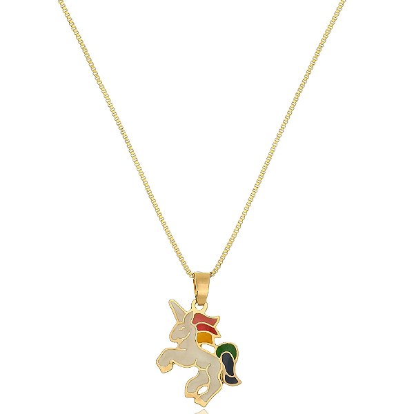 Colar Personalizado Unicórnio  Folheado Em Ouro18k [F027]