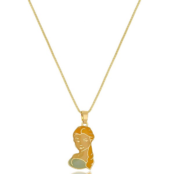Colar Personalizado Elsa Frozen  Folheado Em Ouro 18k [F027]