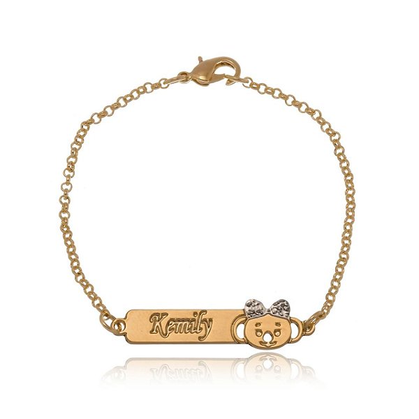 Pulseira Personalizada Chapada Com Nome Lilica E Tigor Folheado Em Ouro 18k [F027]