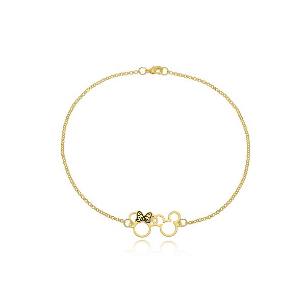 Pulseira Personalizada Mickey E Miney  Folheado Em Ouro18k [F027]