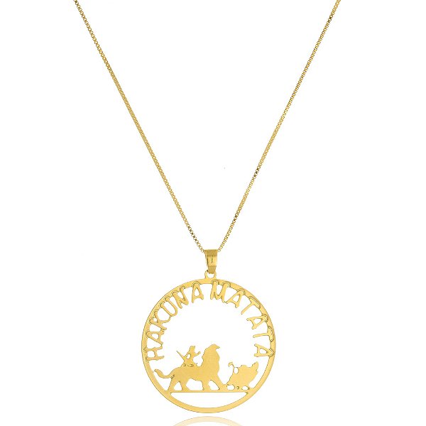 Colar Personalizado Hakuna Matata Folheado Em Ouro 18k [F027]