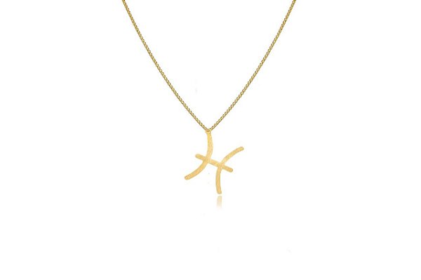 Colar Personalizado Signo De Peixes Folheado Em Ouro 18k [F027]