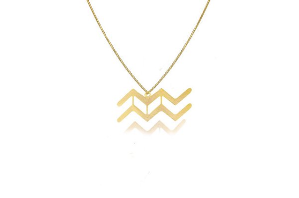 Colar Personalizado Signo De Aquário Folheado Em Ouro 18k [F027]