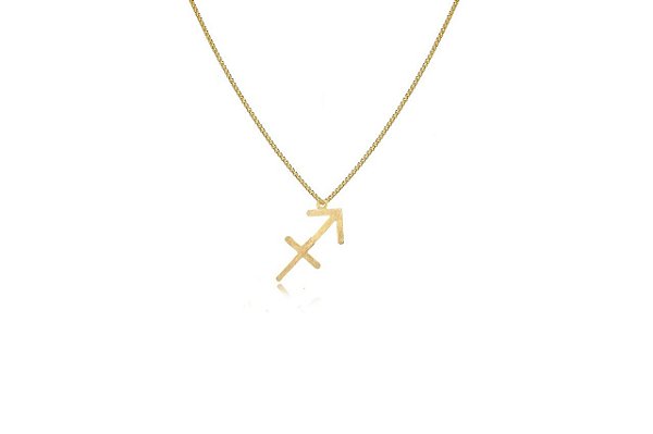 Colar Personalizado Signo De Sagitário Folheado Em Ouro 18k [F027]