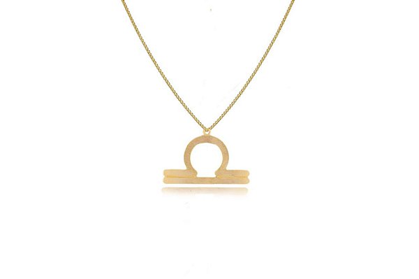 Colar Personalizado Signo De Libra Folheado Em Ouro 18k [F027]