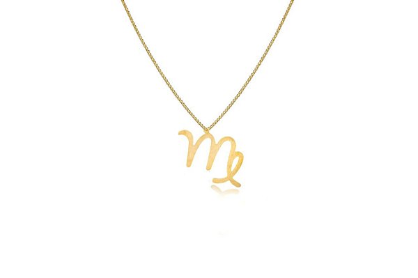 Colar Personalizado Signo De Virgem Folheado Em Ouro 18k [F027]