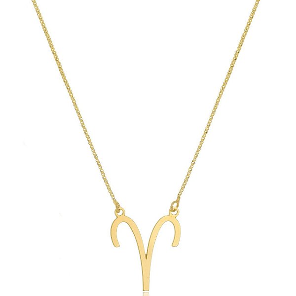 Colar Personalizado Signo De áries Folheado Em Ouro 18k [F027]