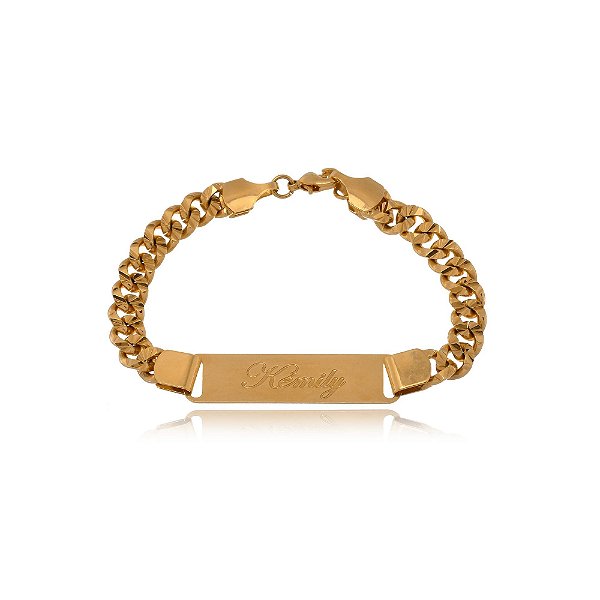 Pulseira Personalizada Com Nome Chapado Folheado Em Ouro 18k [F027]