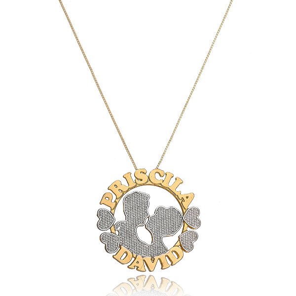 Colar Mandala Casal Apaixonado Com Detalhes Em Ródio [F027]