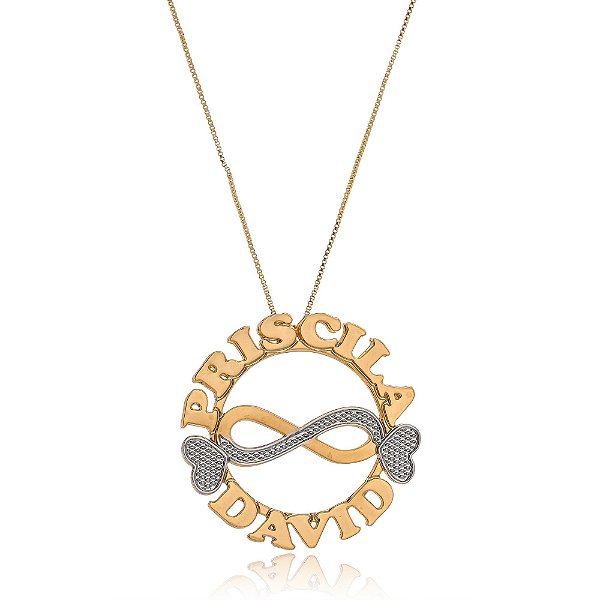 Colar Personalizado Mandala Com Infinito Trabalhado Em Ródio [F027]