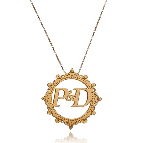Colar Personalizado Mandala Trabalhado E Com Iniciais [F027]