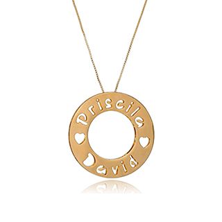 Colar Personalizado Mandala Vazado Com Nome E Mini Corações [F027]