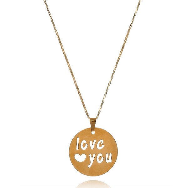 Colar Personalizado Circular Chapado Escrito Frase Vazada Folheado Em Ouro 18k [F027]