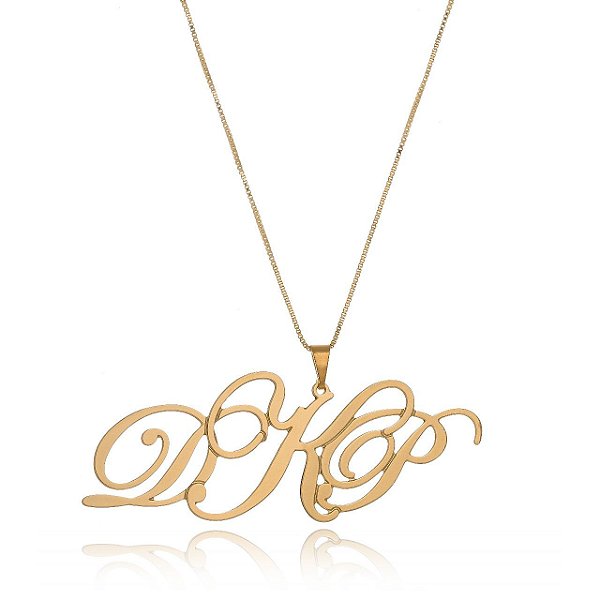 Colar Personalizado Iniciais Folheado Em Ouro 18k [F027]