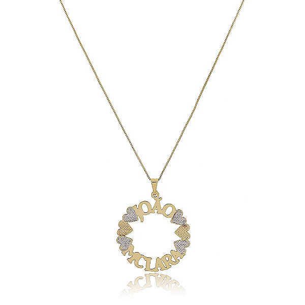 Colar Personalizado De Mandala Com Nomes De Filhos Folheado Em Ouro 18k [F027]