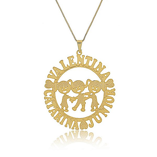 Colar Personalizado Mandala Com Filhos E Nomes Folheado [F027]