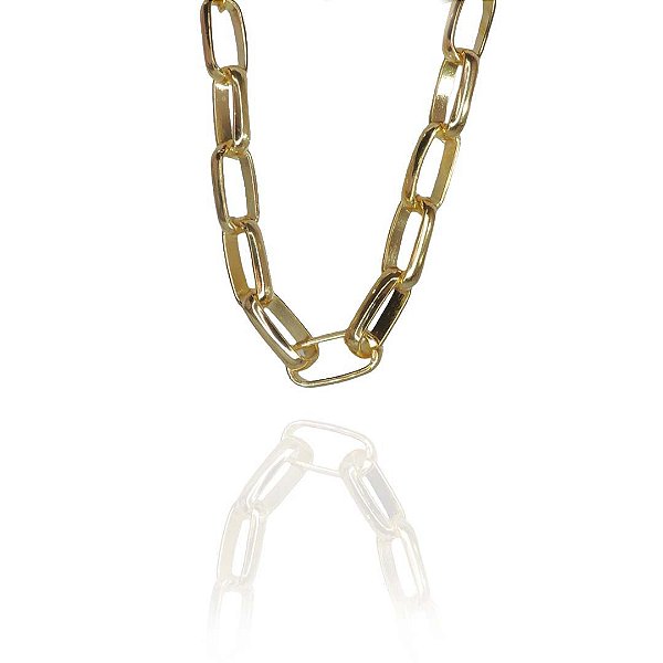 Pulseira De Elos Intercalados Grandes Folheados A Ouro 18k [F027]