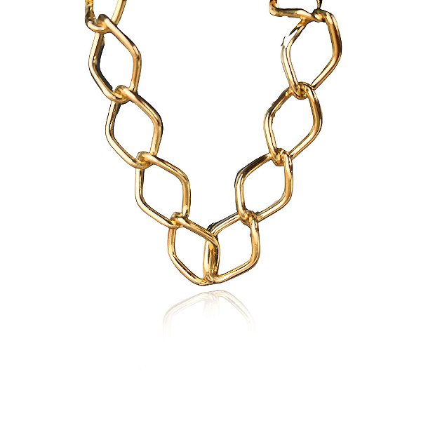 Pulseira Elo Losango Com Fecho Boia Folheado Em Ouro 18k [F027]
