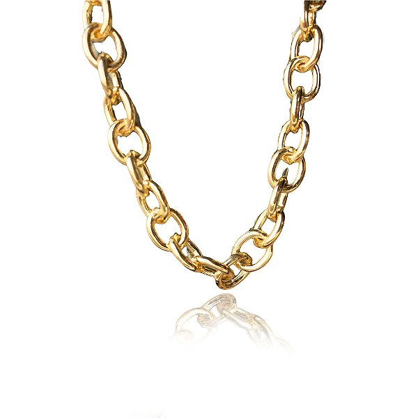 Pulseira Com Elo Oval Médio Folheados Em Ouro 18k [F027]