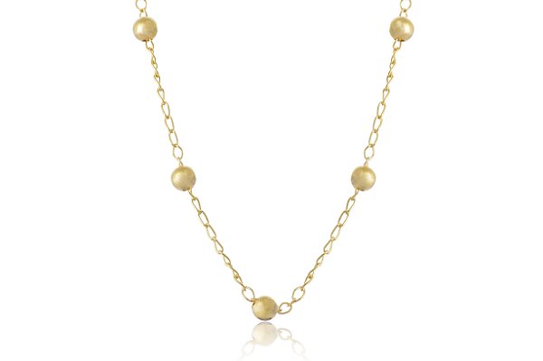 Pulseira De Bolinha Dourada Folheada [F027]