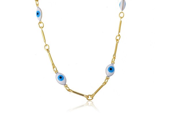 Pulseira Folheada Em Ouro Com Olho Grego Folheado Em Ouro 18k [F027]