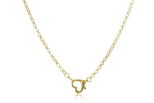 Pulseira Com Design De Elos Finos E Fecho De Coração Folheado Em Ouro 18k [F027]