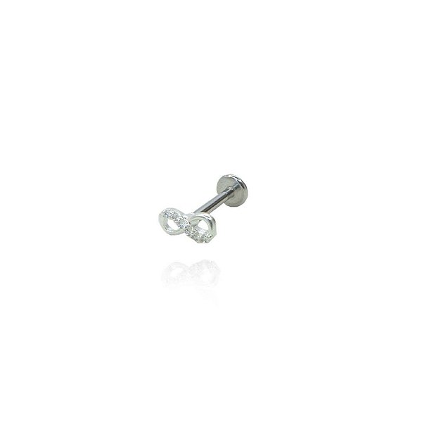 Piercing Símbolo Do Infinito Com Mini Zircônia Em Prata 925 [F027]