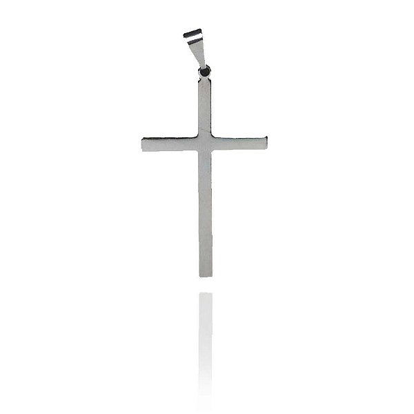 Pingente Cruz De Chapa Lisa Aço Inox [F027]