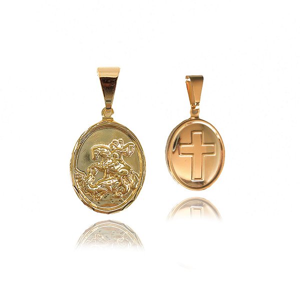 Pingente São Jorge Folheado Em Ouro 18k [F027]