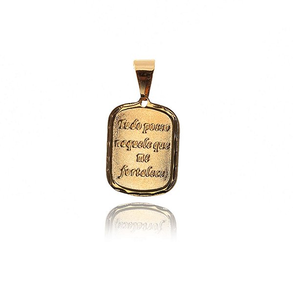 Pingente Tudo Posso Naquele Que Me Fortalece Folheado Em Ouro 18k [F027]