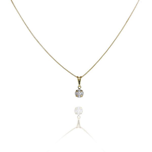Colar Pingente Ponto De Luz Folheado A Ouro 18k [F027]