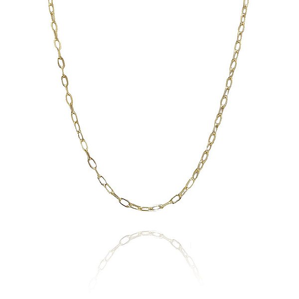 Colar Corrente Elos Intercalados Folheado Em Ouro 18k [F027]