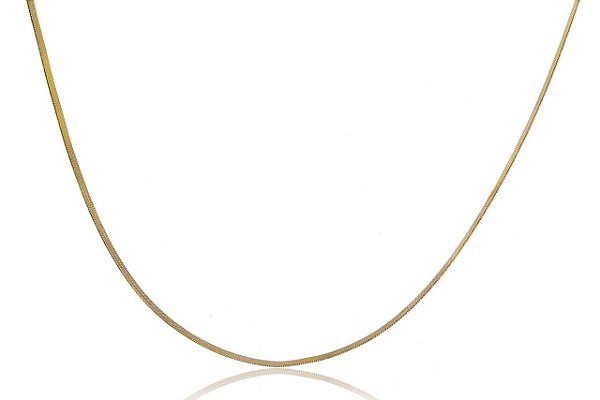 Colar Com Corrente Fita Folheado Em Ouro 18k [F027]